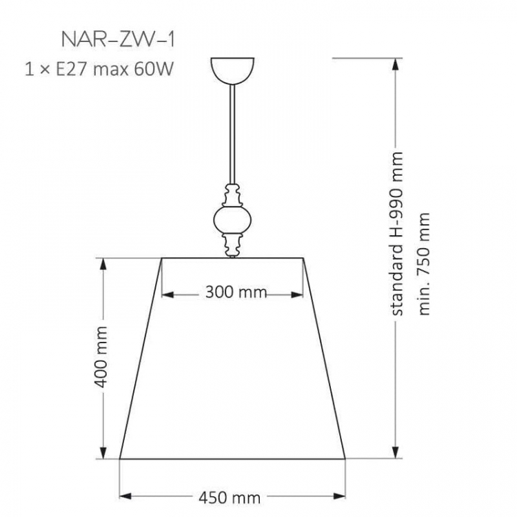 Подвесной светильник Kutek Mood Narni NAR-ZW-1