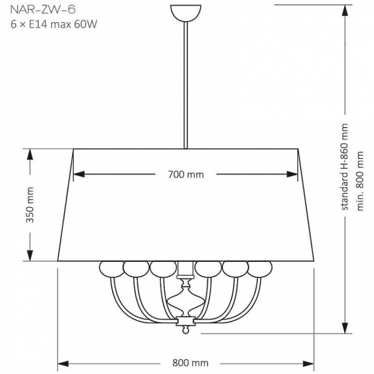 Подвесной светильник Kutek Mood Narni NAR-ZW-6